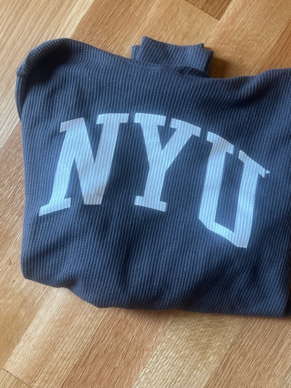 League Navy NYU Waffle-Knit Hooded Pullover - Picture 3 of 3